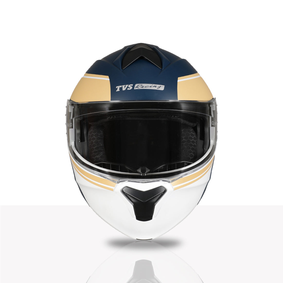 TVS Racing SuperPose Smoked Dual Visor Flip Up Modular Helmet for Men and Women, ISI DOT Certified, ABS Shell, Quick Release Visor, Lightweight, Ventilated, Open Face to Full Face